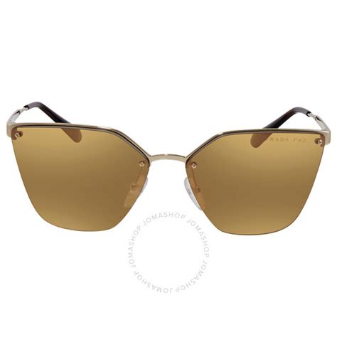 Prada Dark Brown Mirror Gold Cat Eye Sunglasses PR 68TS 